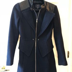 Guess Navy Blue & Black Dress Coat